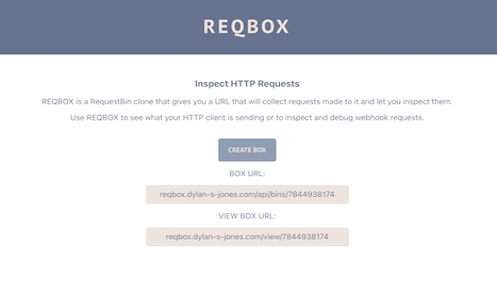 Screenshot of reqbox application